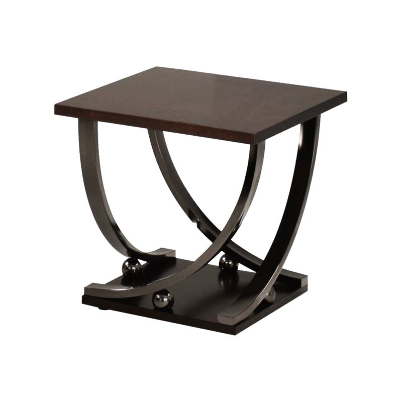 Table de bout carrée en nickel noir tendance avec tablette inférieure polyvalente - support en métal