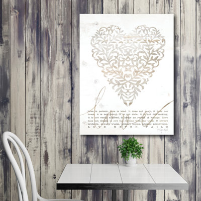 «Love Never Fails with Heart», impression sur toile