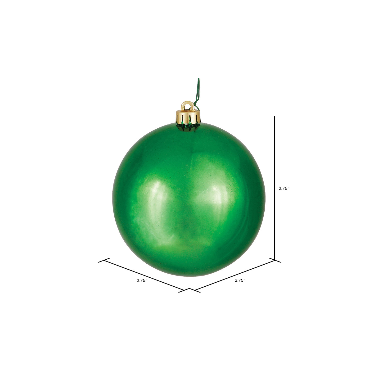 Holiday Décor Ball Ornament, 2.75" H x 2.75" W x 2.75" D, Green
