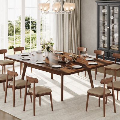 2-Way Extendable Dining Table for 4-10, 3-Stage Transformative Forms