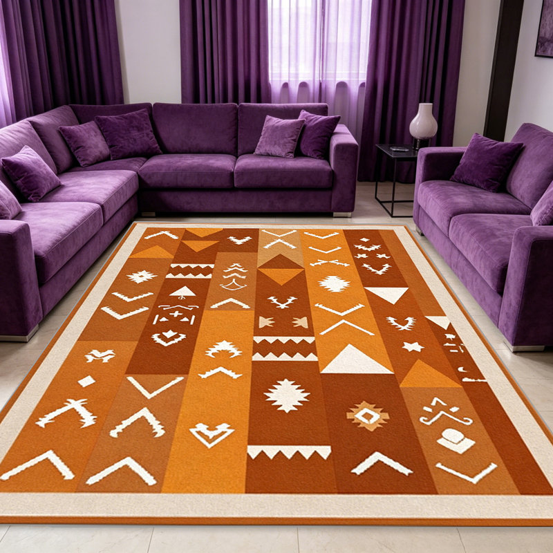 Orange Striped Rug carpet-easy to clean, machine-washable, soft and comfortable; suitable for door mats, kitchens, living rooms, bedrooms, corridors, and laundry areas. Easy to clean, durable carpet for home decoration.