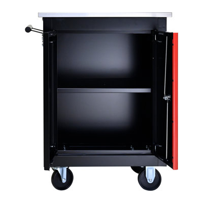 Blackred Tool Cart With 4" And Removable Clapboard Storage Pull Handle Lock -