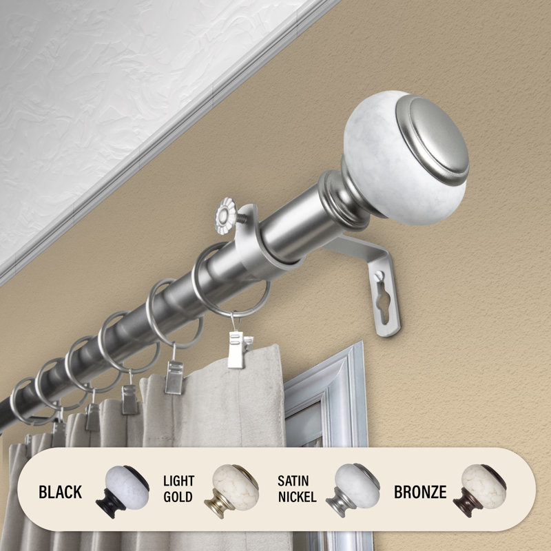 Tringle à rideaux simple Maxman, H 2,75 po x l 240 po x P 3,63 po, Nickel satiné