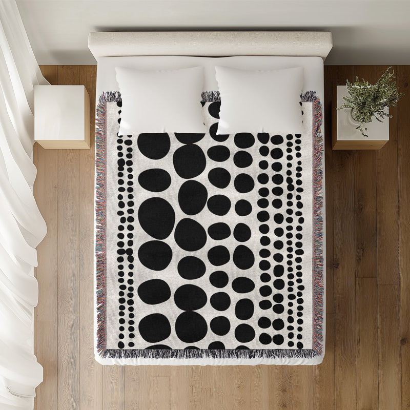 Jeté en coton Ajani, 50x60, Noir