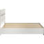 Grand lit blanc avec panneau de conception et compartiments de rangement, panneau de particules en bois massif, tête de lit pour lit, décor encastré-375685028