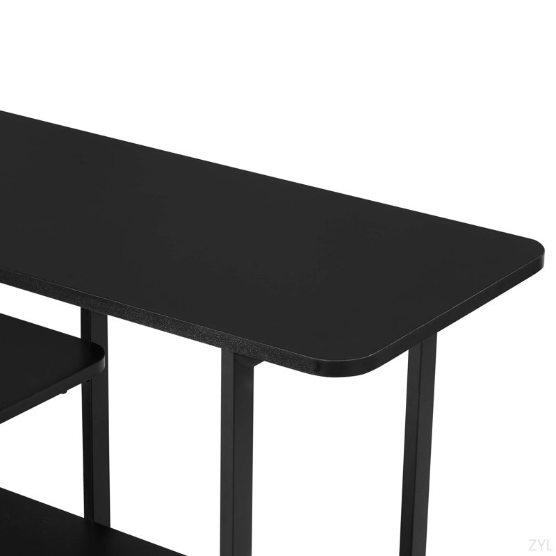 71" Console Table With Shelf, Black