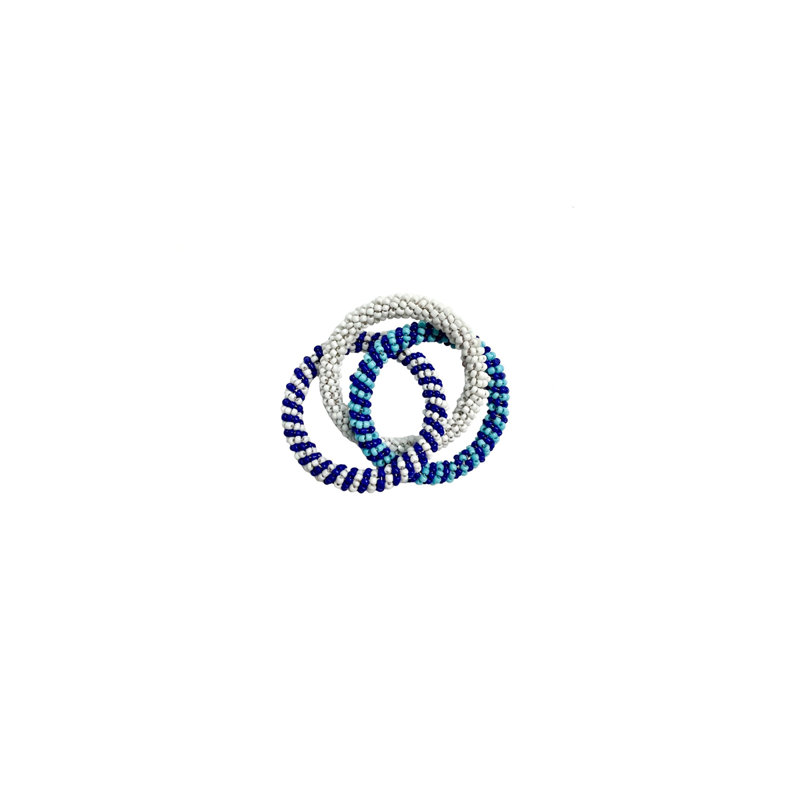 Beaded Napkin Rings - Navy & White, Navy/White
