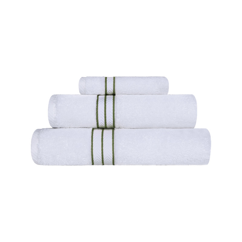 Ensemble de serviettes en coton turc 3 pièces Hotel, très moelleux et luxueux, Vert forêt