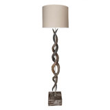80" Natural Horn Floor Lamp - Wildebeest Hide Base - Natural Linen Shade