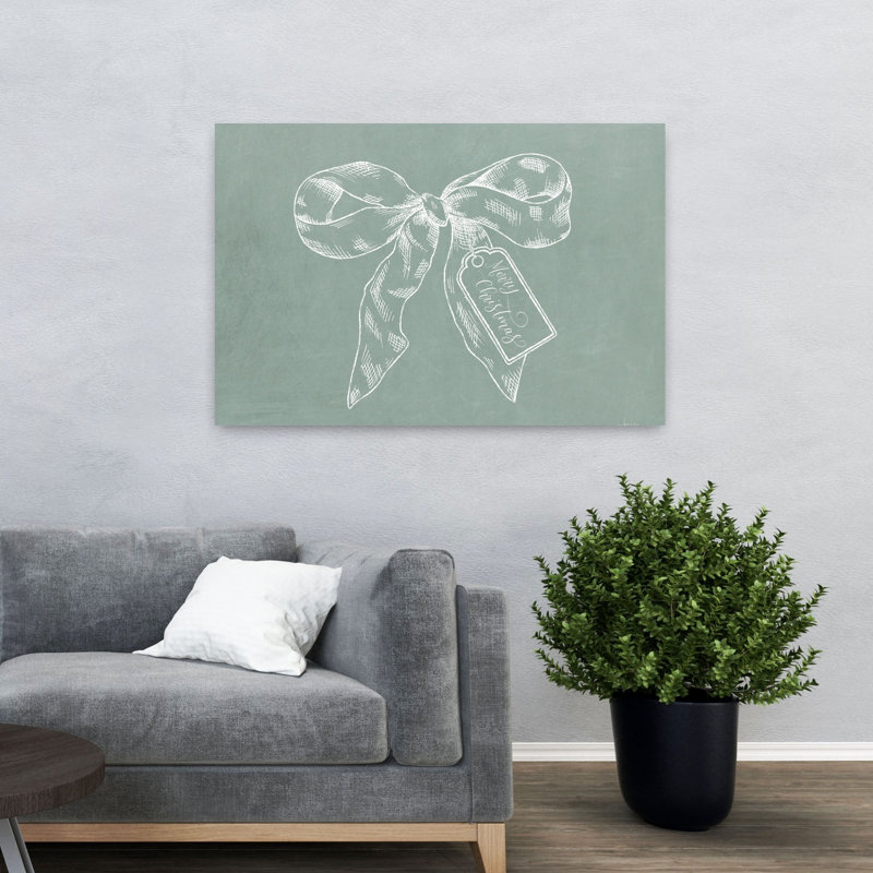 Merry Christmas Bow, art abstrait contemporain hivernal, H 32 po x l 48 po