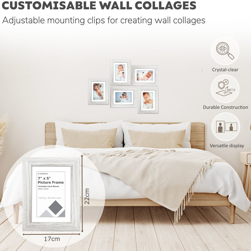 Matte Picture Frame with Mat, Light Grey