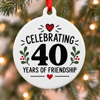 Ornement de Noël célébrant 40 ans d'amitié
