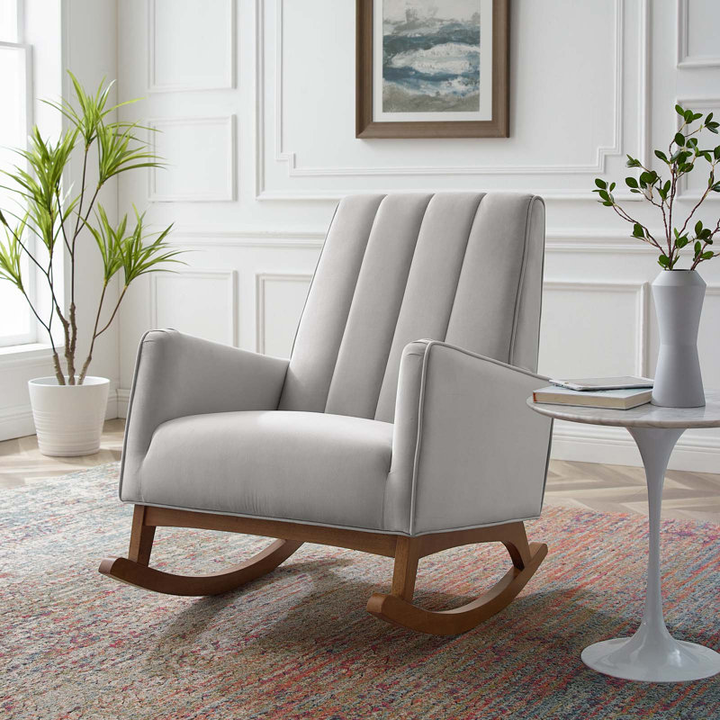 Chaise berçante en velours Sway Performance, Velours gris clair
