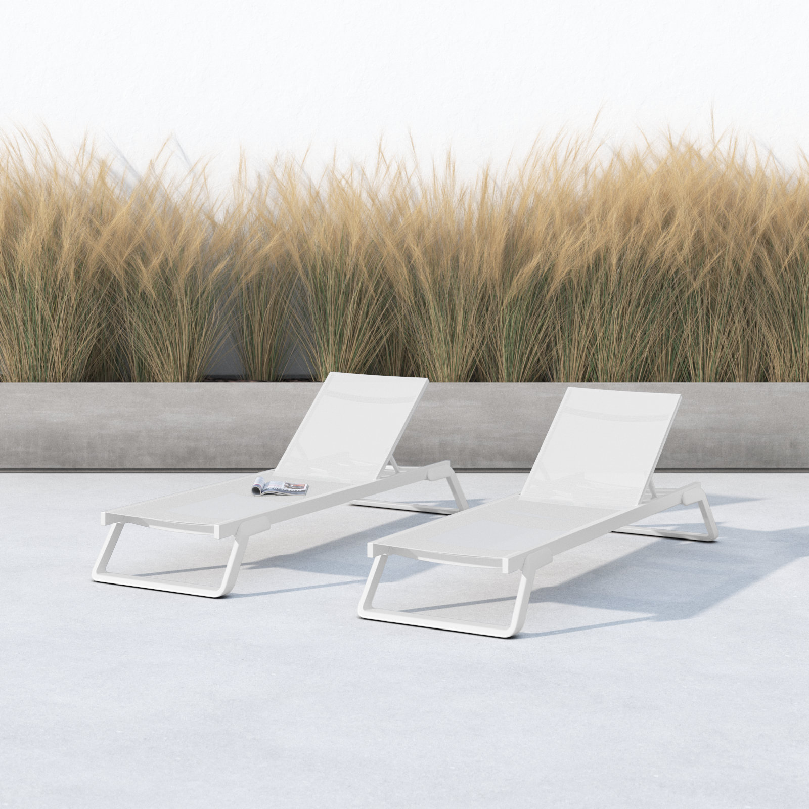Holli 28.34'' Outdoor Chaise Lounge, White