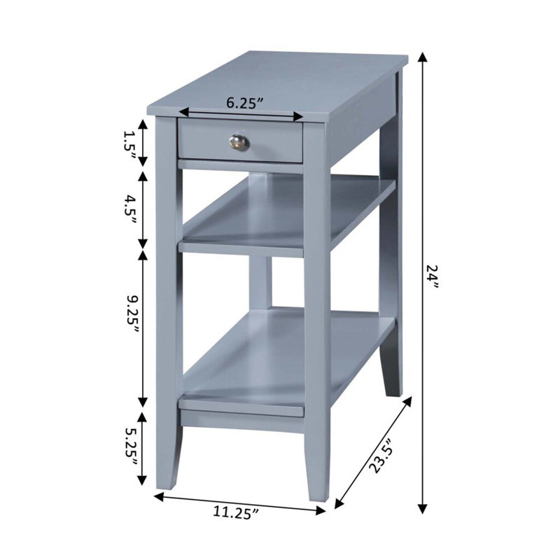 Carbin End Table with Drawer and Shelves, Gray