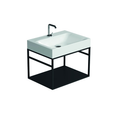 WS Bath Collections Cento 17.3'' Glossy White Porcelain Rectangular Bathroom Sink with Overflow
