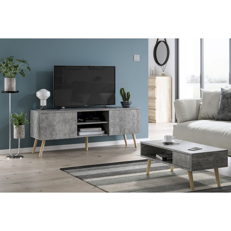 Aadi Four Leg Coffee Table with Storage, Grey, Grey