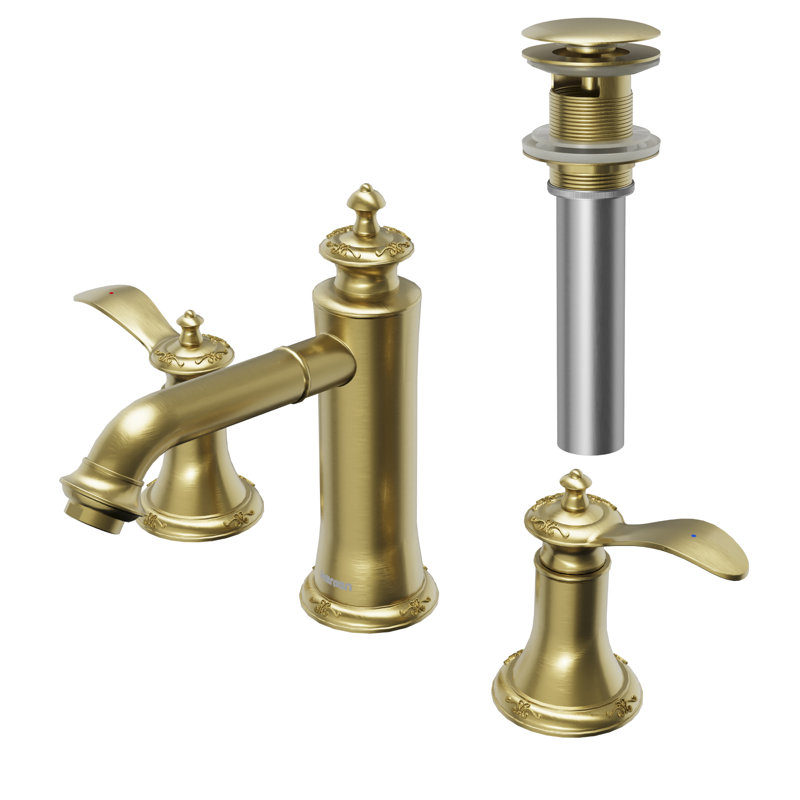 2-handle Bathroom Faucet with Drain Assembly, Brushed Gold