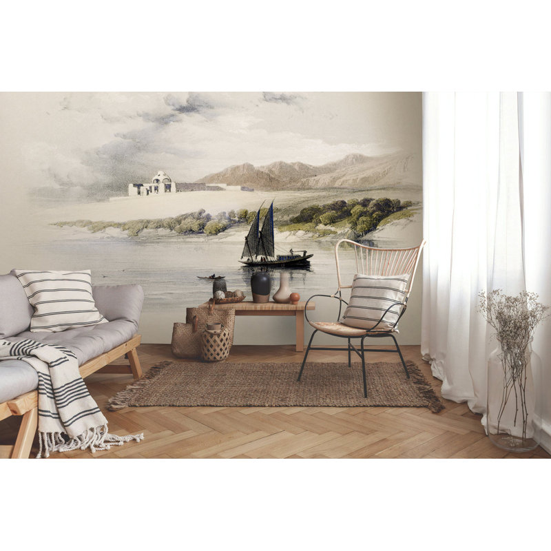 Papier peint paysage de bateau à voile Old Style, L 48,96 po x l 75 po