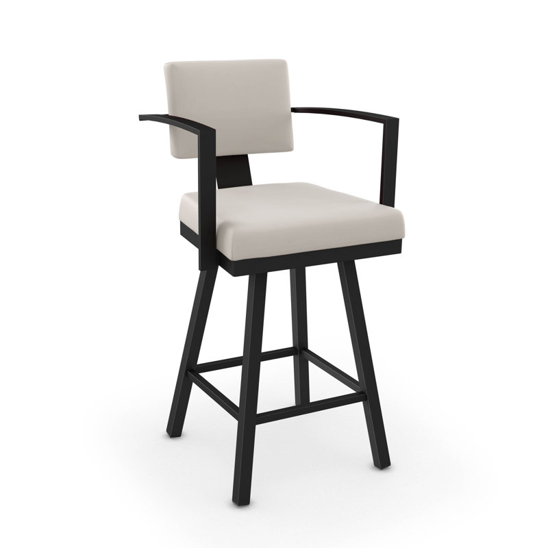 Tabouret de bar et de comptoir Perrotta, Noir, Tabouret de comptoir (siège d'une hauteur de 26,5, Crème, crème