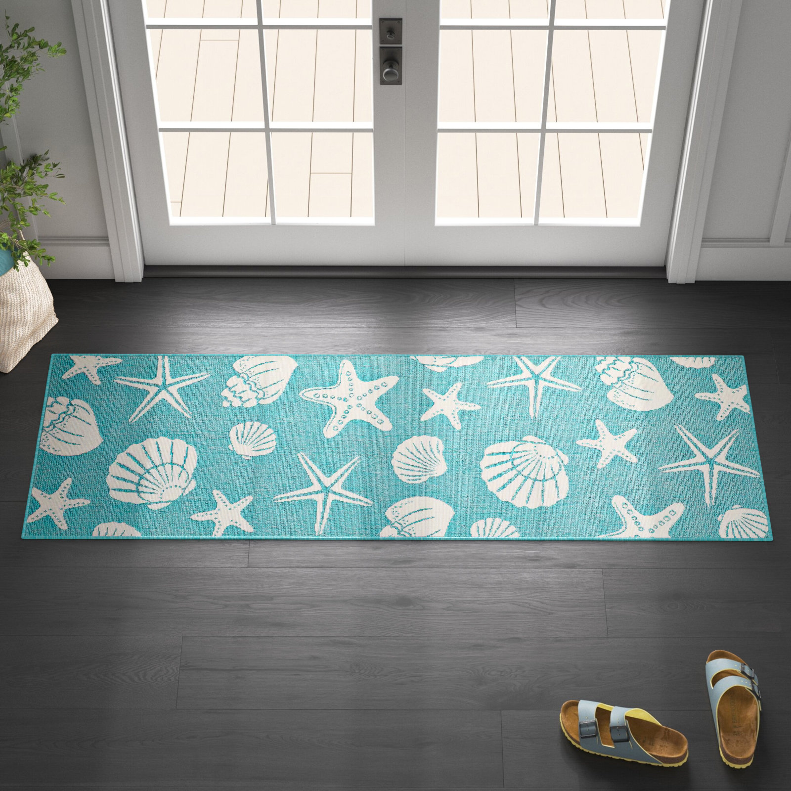 Life's A Beach Starfish Doormat 18 x 30 Extra Thick Handwoven, Durable