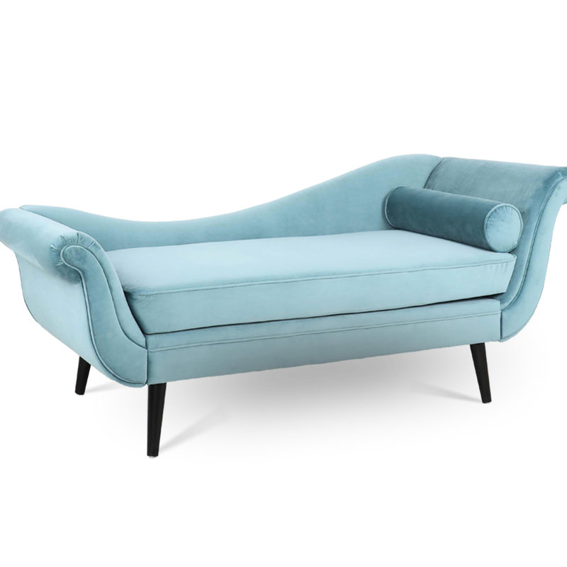 Chaise longue avec accoudoirs à volutes attrayants, assise spacieuse et stable, rembourrage en éponge, coussin confortable, pied en bouleau conique, P 29,21 po x l 69,93 po, H 29,93 po, fauteuil luge classique, siège en mousse haute,