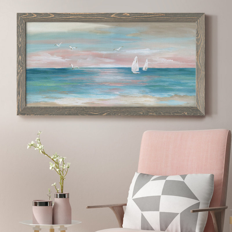 " Pastel Sunset " Painting, Gray Framed