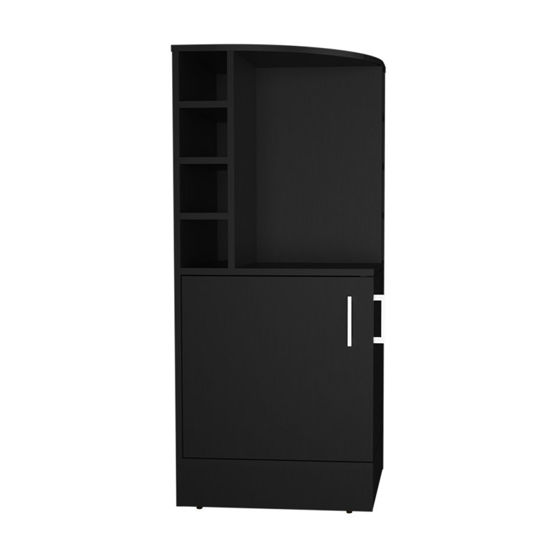 42" Tall Black Corner Bar Cabinet - 8 Wine Bottle , Double Door Modern Vibe 43" Storage In For Luring, Black
