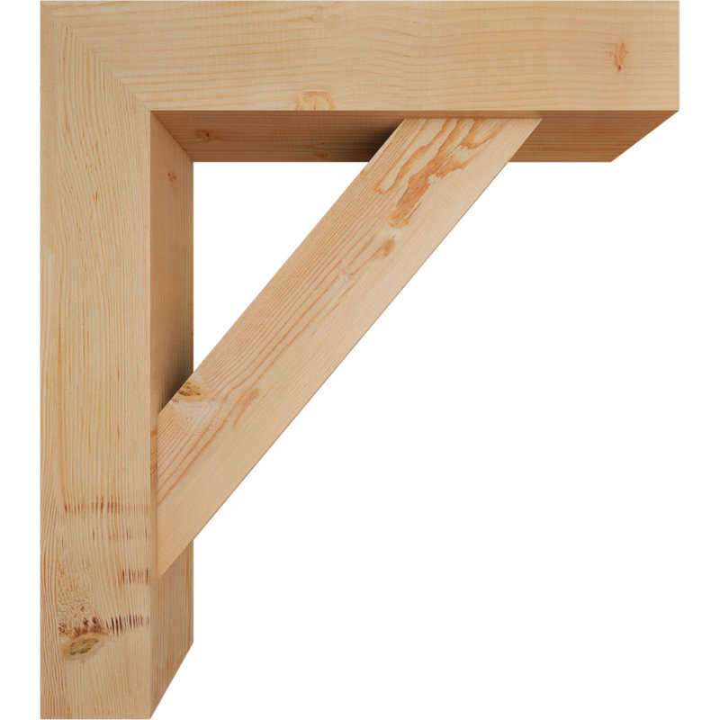 Traditional Block Bracket with Offset Brace, 36 x 32, 7 1/2"W Douglas Fir (Smooth)