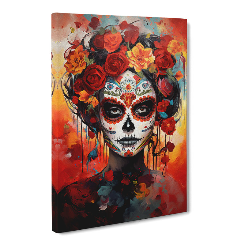 Sugar Skull Modern Art No.2 - Wrapped Canvas, 76cm H x 50cm W x 3cm D