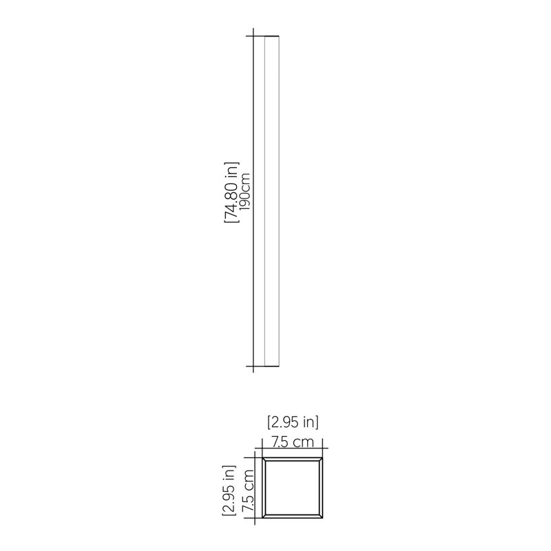 1 - Light LED Flush Mounted Sconce, Louro Freijo, 74.8" H x 2.95" W x 2.95" D