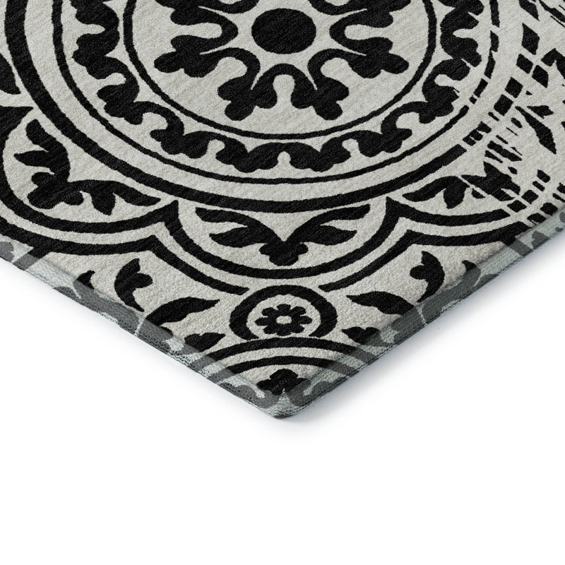 Tapis noir Prisco lavable à la machine de qualité supérieure, Rectangulaire 3 pi x 5 pi