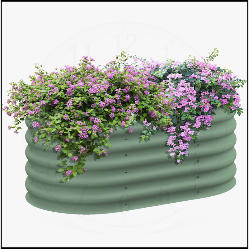 Ensemble de lit de jardin surélevé galvanisé, H 16,5 po x l 41,3 po x P 41,3 po, Vert