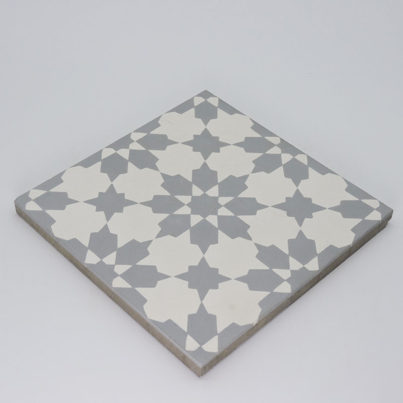 Ahfir 8 in. x 8 in. Tile, Gray/White