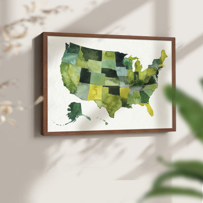 «USA in Watercolor I», reproduction encadrée
