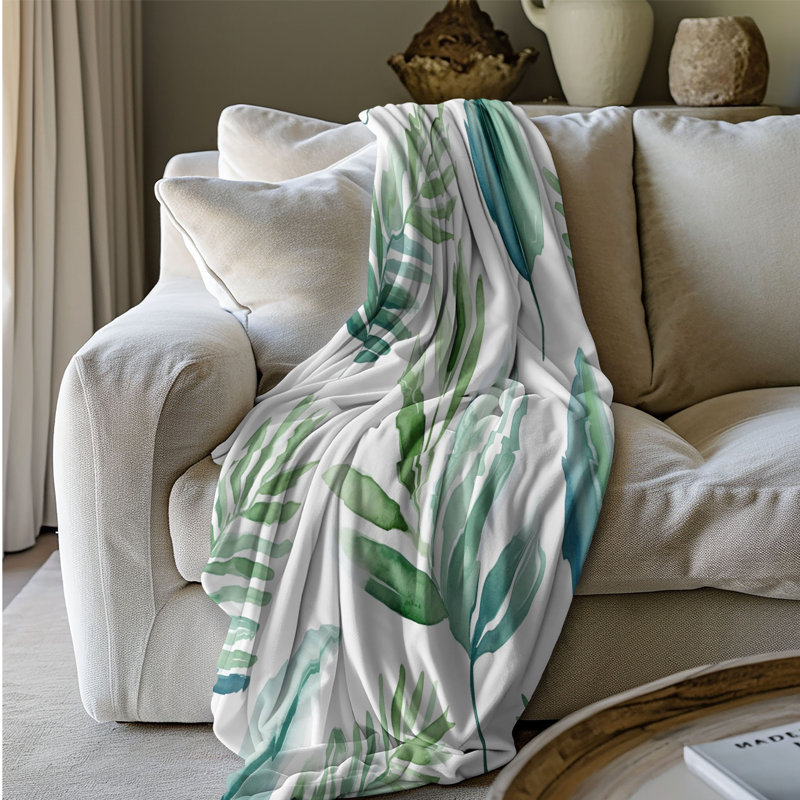 Leafy Vibes - Couverture sherpa de qualité supérieure 1 pièce, Grand lit