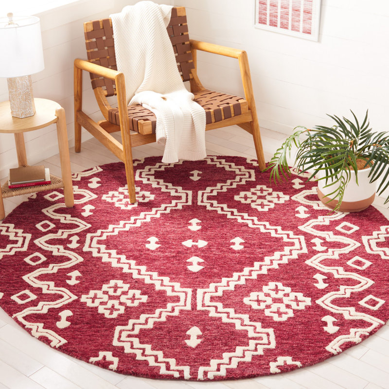 Abbie-Rose Hand Tufted Wool Southwestern Rug, Round 6'