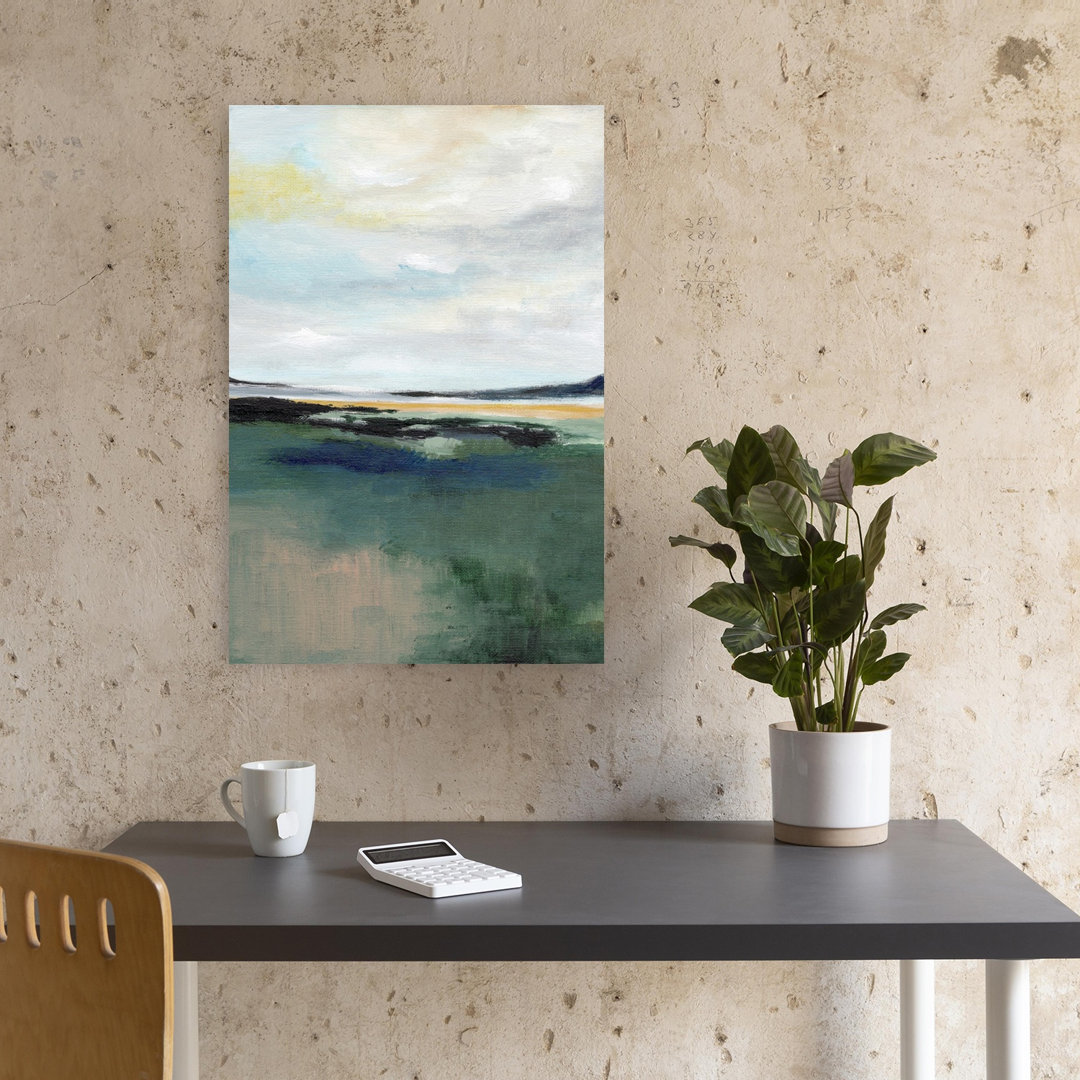 Serene Marsh Landscape Abstract Modern Peaceful Coastal Landscape Wall Art Print