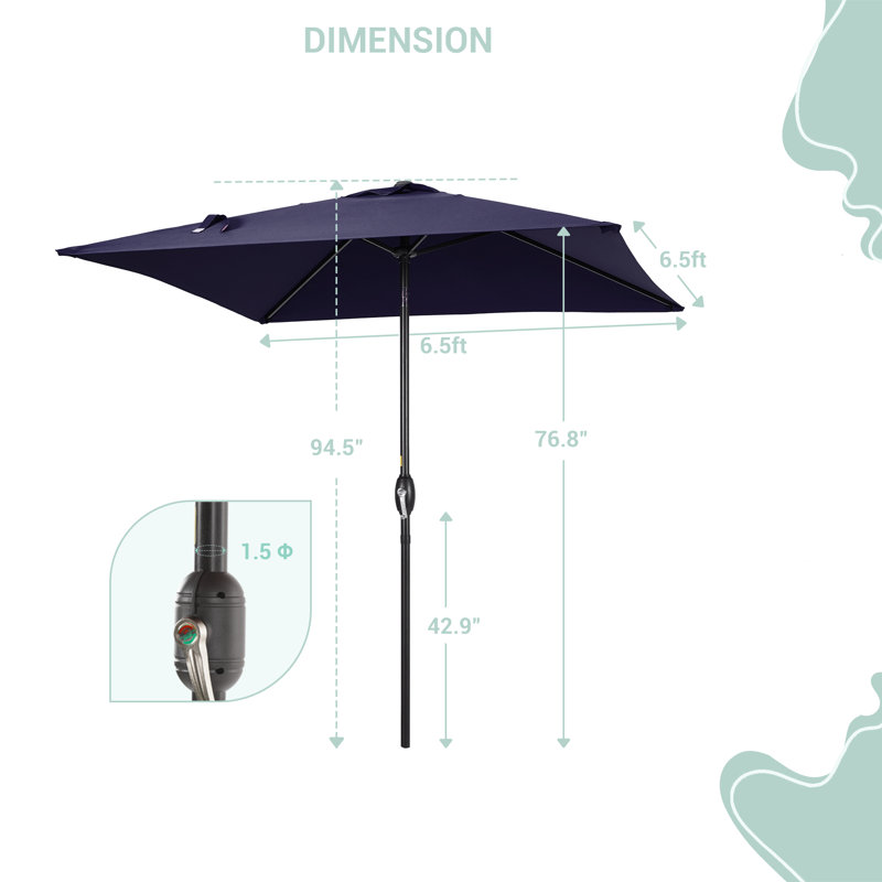 Parasol de marché Sabeel 6,5 x 6,5 pi, Polyester bleu marine