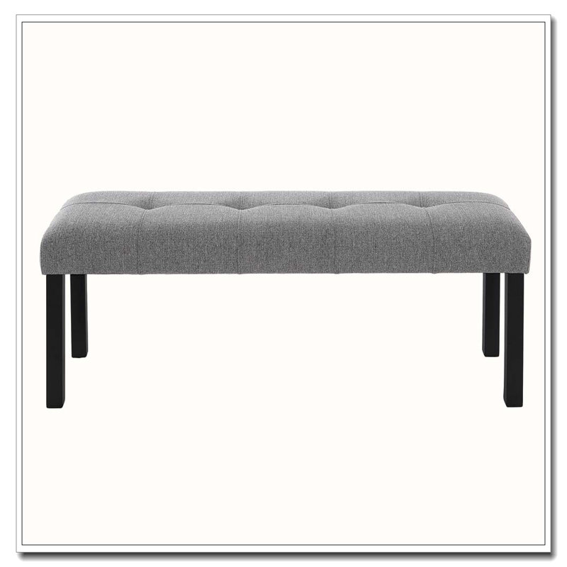 Modern Tufted Linen Dining Bench, Gray
