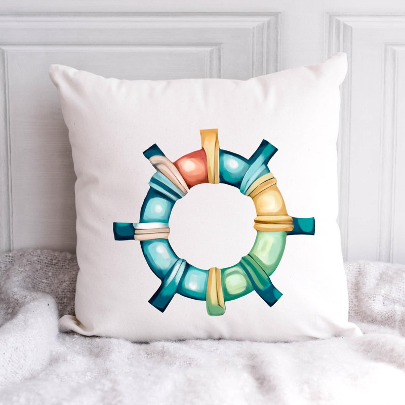 Nautical Sea Life_255 - Coussin décoratif avec coussin décoratif, H 16 po x l 16 po
