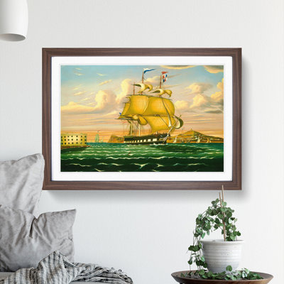 Ship Passing Castle Williams by Thomas Chambers - Picture Frame Painting