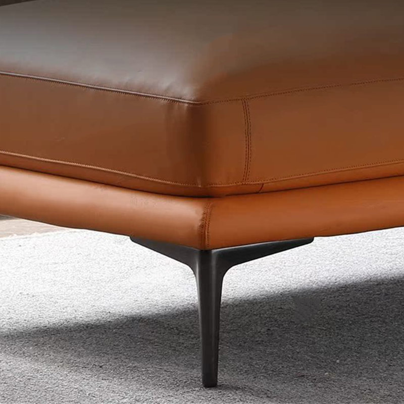 Chaises longues simples confortables avec pieds en métal, Similicuir orange
