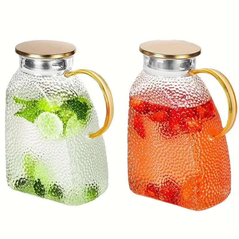 Bouteille d'eau en verre avec poignée et brosse de nettoyage, chaque 60,87 onces, ensemble de 2 pièces