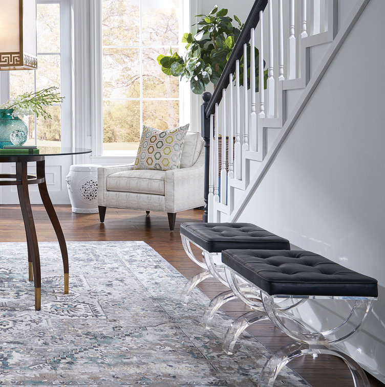 Harlow Upholstered Bench, Blue