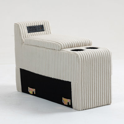 11.81" W Upholstered End Table With Storage And Cup Holders For Modular Sectional Sofa