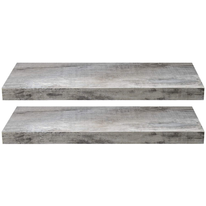 Ensemble de 2 tablettes flottantes 24 po avec fixation invisible Sorbus, Gris