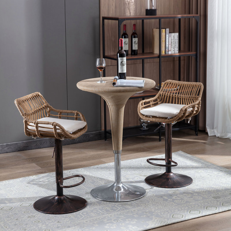Ensemble de 2 tabourets de bar pivotants modernes COOLMORE avec repose-pieds réglables pour la cuisine, Beige