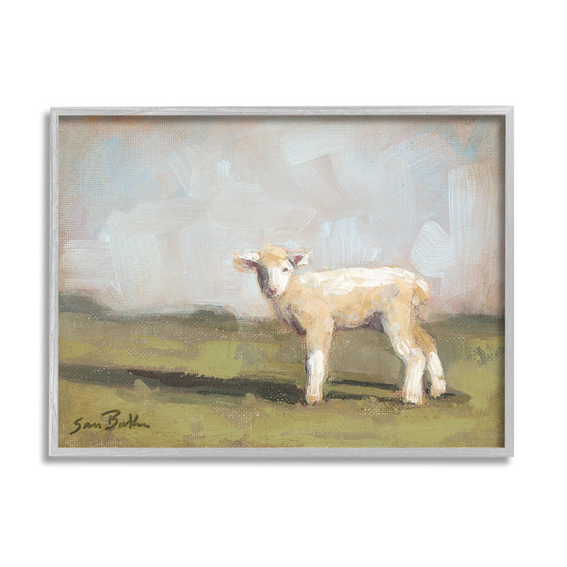 Bébé agneau, art de giclée de terre ferme par Sara Baker, H 16 po x l 20 po x P 1,5 po, Estampe numérique Farmhouse