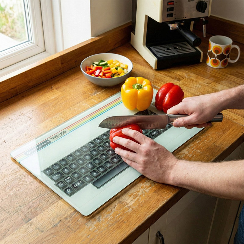Jeray Retro Vic20 Keyboard Glass Chopping Board